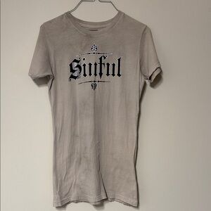 Sinful Cotton Tee in Cream with Black Print